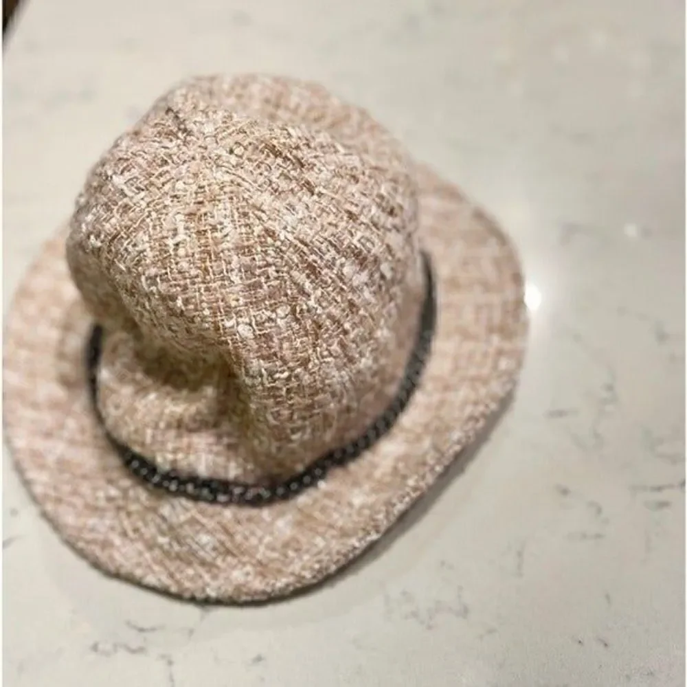 INC Chain Tweed pink Trim Chain Winter Cloche Hat NEW pale pink